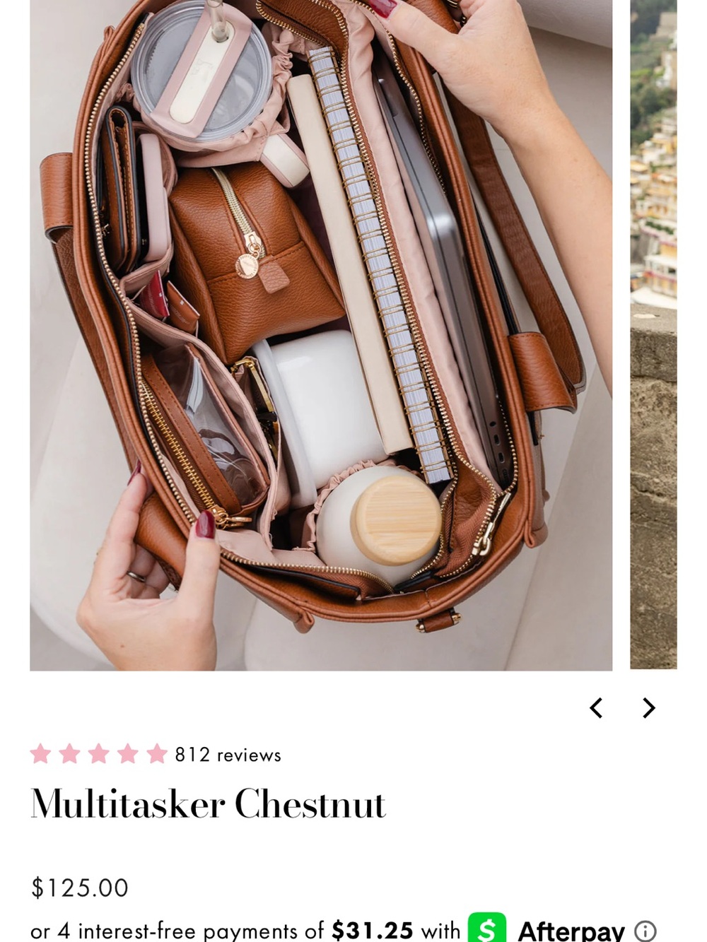 Poppy & Peonies Multitasker Chestnut tote bag - Picture 7 of 8